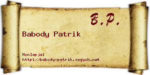 Babody Patrik névjegykártya